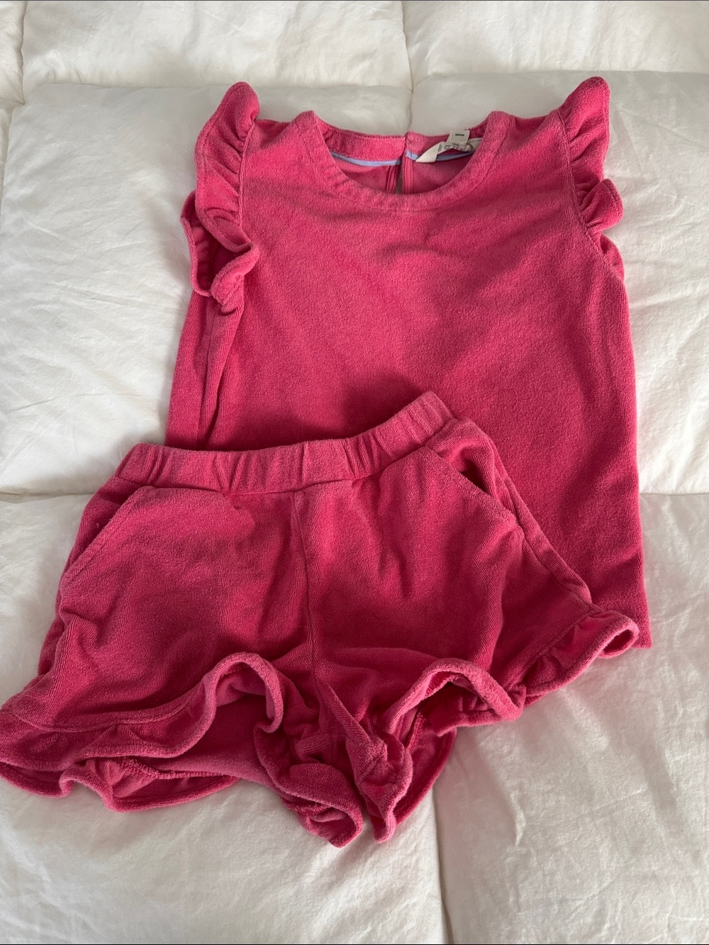 Boden Girls Hot Pink Ruffle Tank and Shorts Set